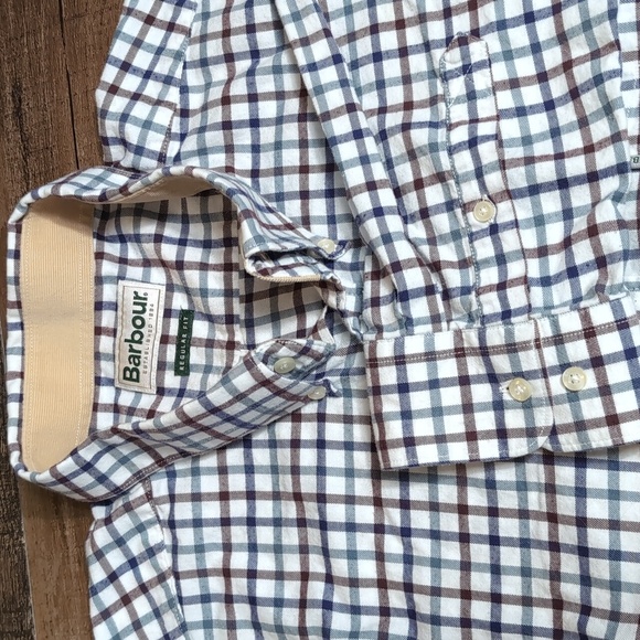 Barbour Barrell Classic Plaid Long Sleeve Button Down Size XL Corduroy Flip Cuff - Picture 1 of 9